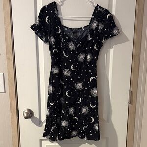 Black Dress with Celestial Print